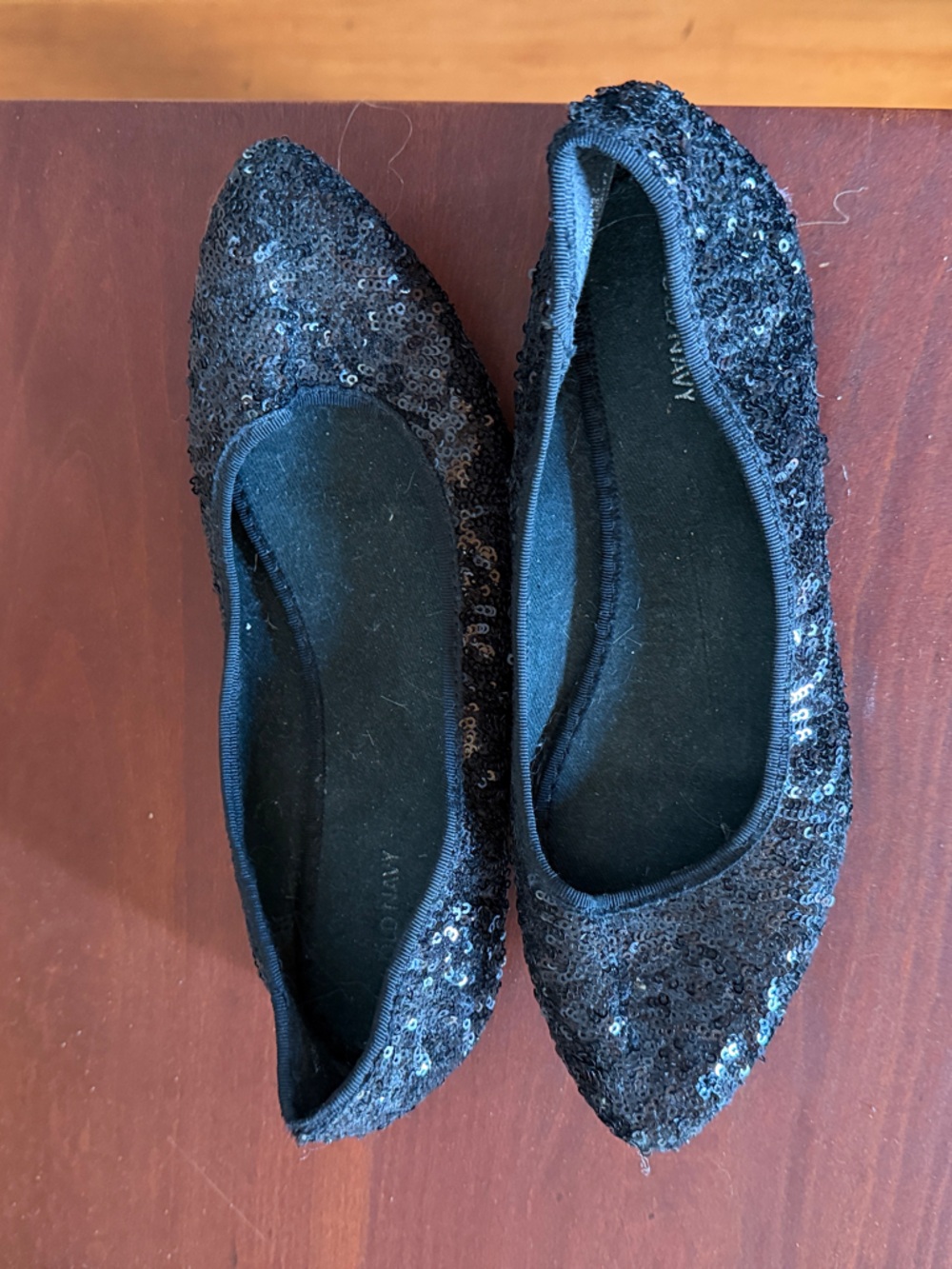 Old Navy Black Sequined Pointed Toe Flats